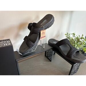 NEW Skechers Reggae Desert Escape Womens Black Slide Sandals 40790/BLK Size 9